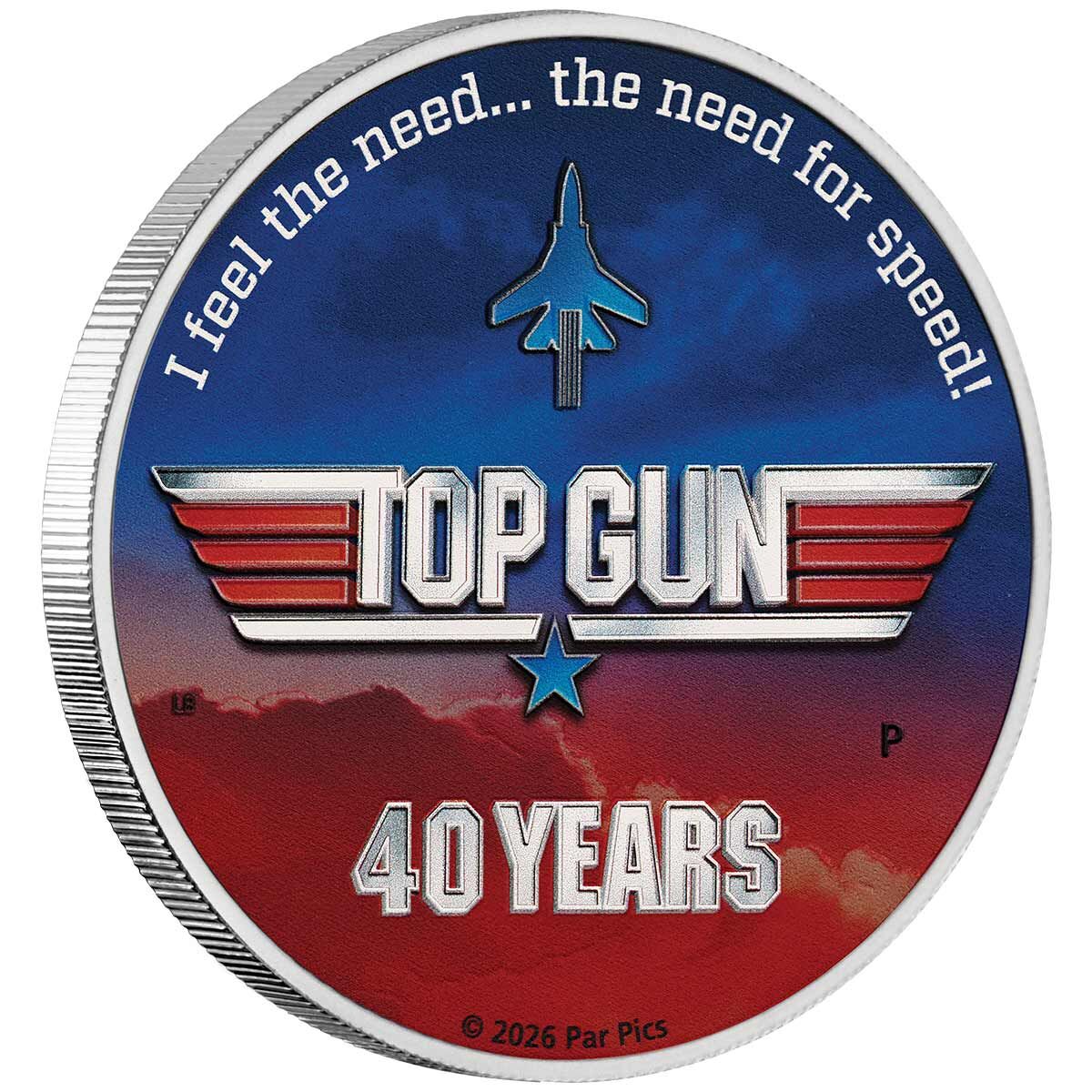 2026 $1 40 Years of Top Gun 1oz Silver Coloured Coin