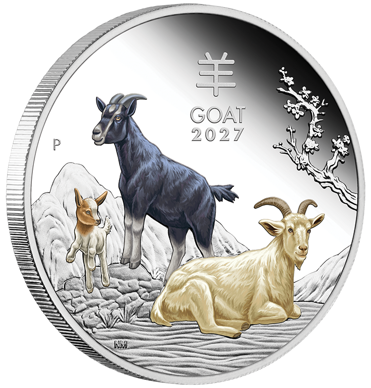 2027 $1 Year of the Goat 1oz Silver Coloured Proof Coin