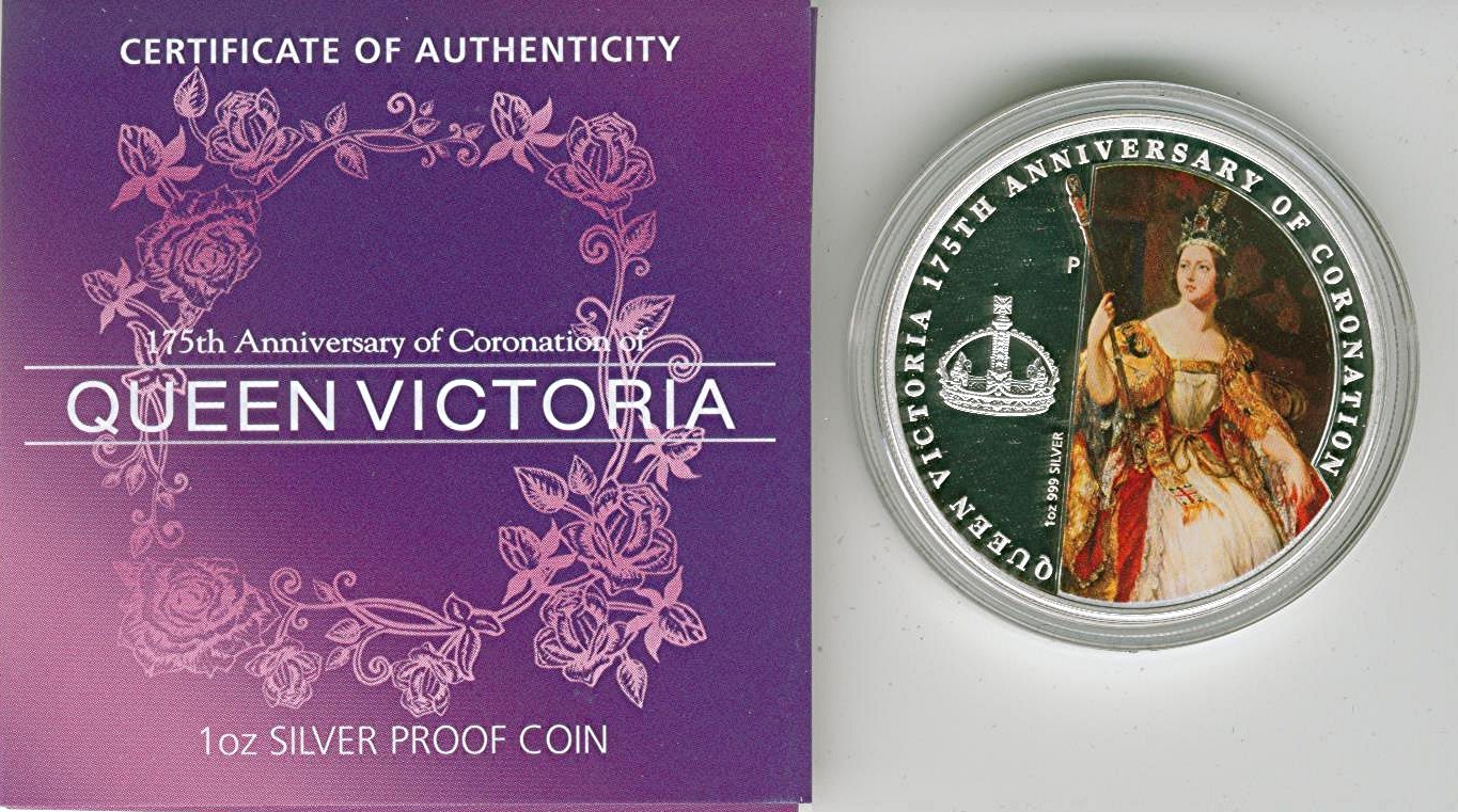 2013 Queen Victoria 1oz Silver Proof Coin 175th Anniversary of Coronation 