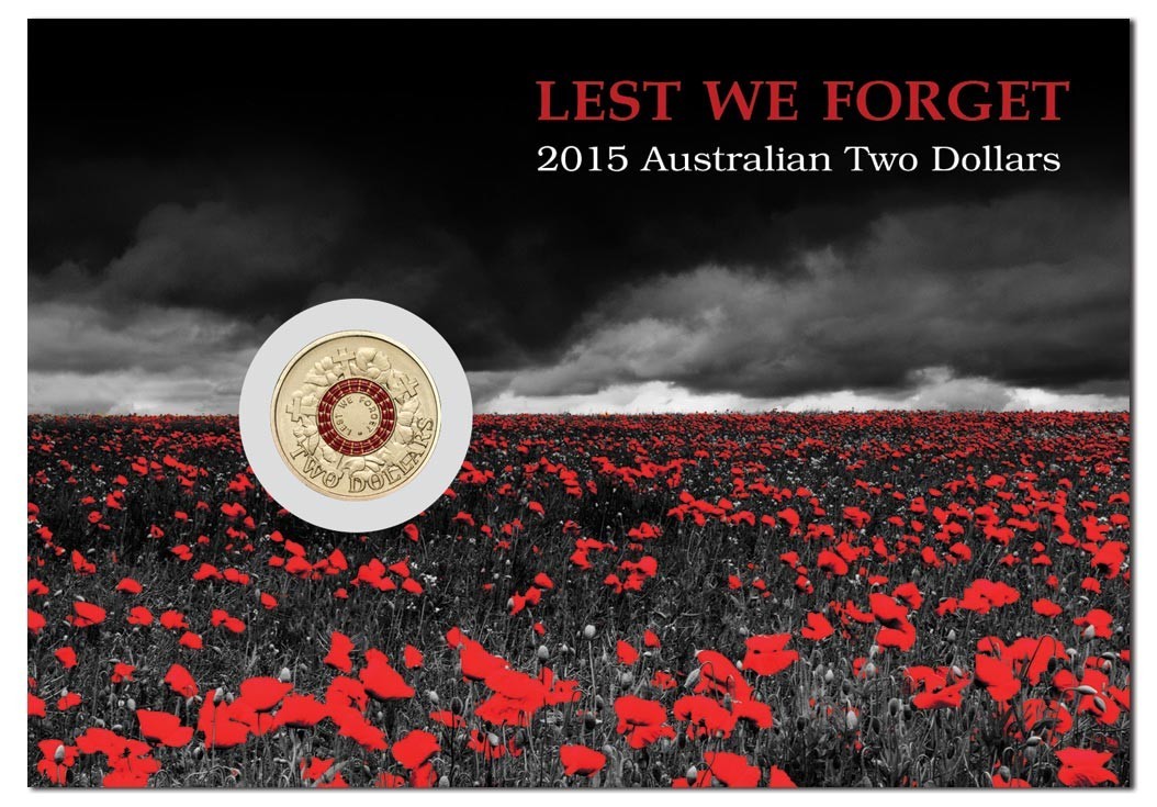 2015 2 Lest We Colour UNC Carded Comm Coinage