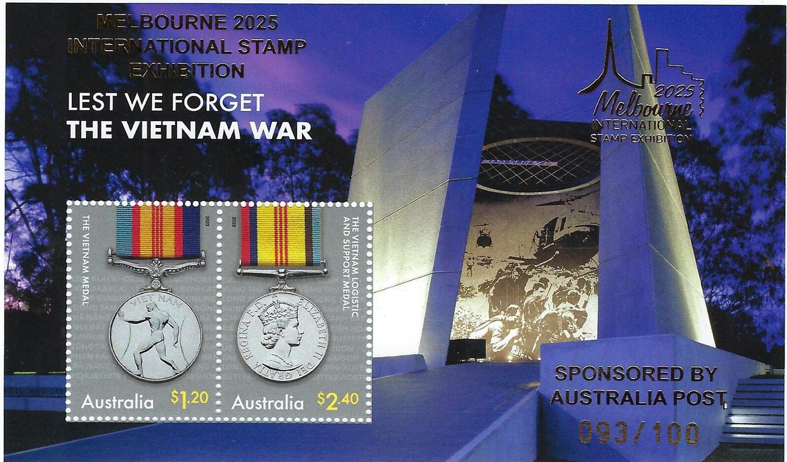 2025 Lest We The Vietnam War Overprinted Mini Sheet Comm Coinage