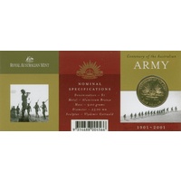 2001 $1 Centenary of the Aust Army S