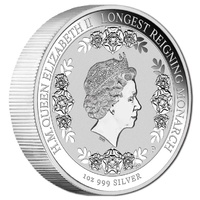 2015 1oz Silver Intaglio $1 Coin The Longest Reigning Monarch QEII