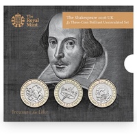 2016 UK £2 The Shakespeare Three-Coin BU Set