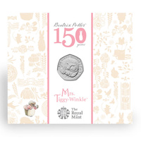 2016 UK 50p Mrs Tiggy Winkle 150th Anniversary BU