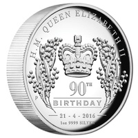 2016 $1 90th Birthday 1oz High Relief Silver Proof