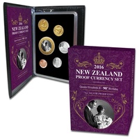 2016 NZ Proof Set Featuring QEII 90th Birthday Coin