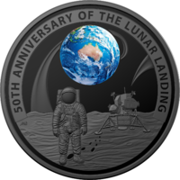 2019 $5 50th Anniversary of the Lunar Landing Ni Plated Domed Silver Proof Coin