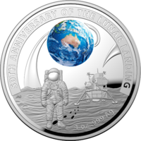 2019 50th Anniversary of the Landing US Domed Clad Half Dollar and Australian Domed Silver Coin