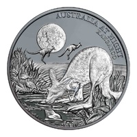 2019 NI $1 Australia at Night - Kangaroo 1oz Silver Black Proof Coin