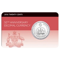 2016 20c 50th Anniversary Decimal Currency Carded UNC Coin