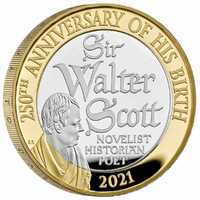 2021 £2 250th Anniversary of Sir Walter Scott Silver Proof Coin