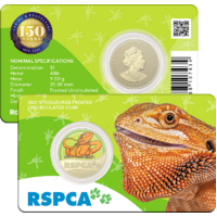 2021 $1 150th Anniversary of the RSPCA Aust. UNC Lizard Coloured Coin