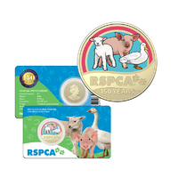 2021 $1 150th Anniversary of the RSPCA Aust. UNC Farm Animals Coloured Coin