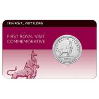 1954 Royal Visit Florin About Very Fine Carded