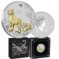 2022 Year of the Tiger 1oz Silver Gilded Coin