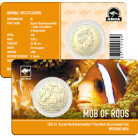 2022 $1 Mob of Roos ANDA Brisbane Money Expo Barrier Reef Anemone Fish Privy