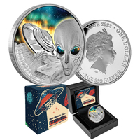 2022 $1 75th Anniversary of the Roswell Incident Coloured Silver Proof Coin