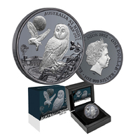 2022 $1 Australia at Night - Barn Owl Silver Black Proof Coin