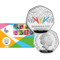 2022 50p Birmingham Comm Games Coloured Silver Proof PNC