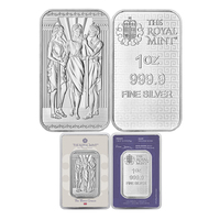 Royal Mint's Three Graces 1oz Silver Bar Minted.