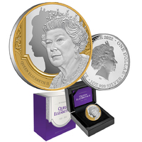 2022 $1 Queen Elizabeth II Tribute Gold Plated 1oz Silver Proof Coin