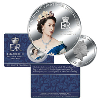 2022 50c Queen Elizabeth II Platinum Jubilee Coin on Card