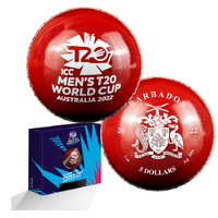 2022 $5 T20 Cricket World Cup1oz Ball-Shaped Coloured 1oz Silver Coin
