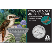 2022 $1 Kookaburra ANDA Sydney Money Expo Coloured Platypus Privy