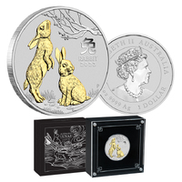 2023 $1 Year of the Rabbit 1oz Silver Gilded Coin