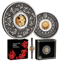 2023 $1 Year of the Rabbit 1oz Silver Antiqued Rotating Charm Coin