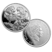 2022 $1 Apex Predators Lion and Hyena 1oz Silver BUNC Coin