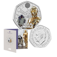 2023 50p Star Wars R2-D2 and C-C3PO Coloured BUNC Coin