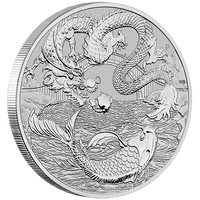 2023 $1 Australian Chinese Myths and Legends - Dragon and Koi 1oz Silver BU Coin
