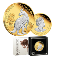 2023 $2 Australian Kangaroo 2oz Reverse Gilded Silver Coin