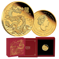 2024 $25 Year of the Dragon 1/4 oz Gold Proof