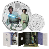 2023 50p Star Wars Luke Skywalker and Princess Leia Coloured BUNC