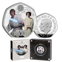 2023 50p Star Wars Luke Skywalker and Princess Leia Coloured Silver Proof