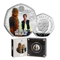 2024 50p Star Wars Han Solo and Chewbacca Silver Coloured Proof Coin