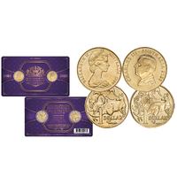 1984 First Elizabeth II & 2023 First Charles III $1 Al-Br Coin Pair