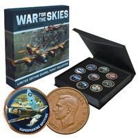 War for the Skies Second World War 9 Coin Enamel Penny Set