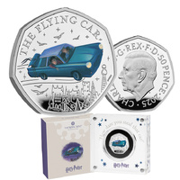 2025 50p Harry Potter - The Flying Car Coloured Silver Proof Coin