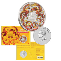 2025 $1 Chinese Myths and Legends Double Phoenix Silver Fired Coloured 1oz Silver Coin