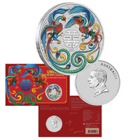 2025 $1 Chinese Myths and Legends Double Phoenix Silver Vivid Coloured 1oz Silver Coin