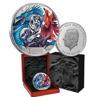 2025 $10 Auspicious Beasts 5oz Coloured Silver Proof Coin