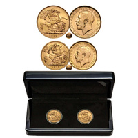 1915 Sydney George V Gold Sovereign & Half Sovereign 2-Coin Set about Uncirculated-Uncirculated