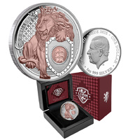 2025 $1 Heraldic Beasts Lion 1oz Rose Gold Gilded Silver Proof