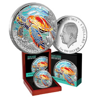 2025 $5 Nature's Window Green Sea Turtle Coloured 2oz Silver Proof