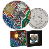 2025 $2 Emu Utingat 2oz Silver Coloured Antiqued Coin