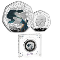 2025 50p Harry Potter - The Patronus Coloured Silver Proof Coin